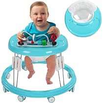 Girello Pieghevole Per Bambini 6-18 Mesi – Altezza Regolabile, 8 Ruote Silenziose, Anti-ribaltamento, Senza BPA, Bianco, Carico Max 20kg