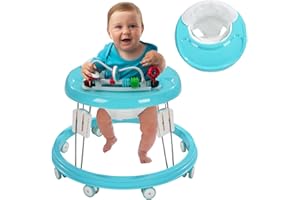 FUGUALIN Baby Walker, Foldable Multi-Function Anti-Rollover, 5 Level Height Adjustable, Baby Walkers for 6-15months Suitable for All Terrains (Green)