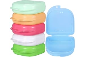 GEJOY 6 Pieces Retainer Case Mouth Guard Case Orthodontic Denture Storage Container (Multicolor 1)