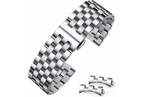 HEYOZURY Klockarmband Metall Rostfritt Stål Armband för Klocka Remmar för Klockor med Rak och böjd ände18mm 19mm 20mm 21mm 22