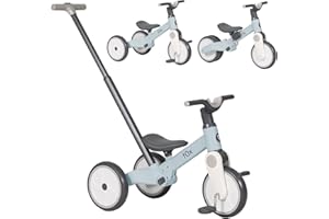 Olmitos - Triciclo Evolutivo bebé Fox 5 en 1 – Bici de Equilibrio y Pedales para Niños de 18 Meses a 3 Años - Seguro y Divertido Triciclo Sin Pedales, Bicicleta Bebe, Práctico y Seguro (Azul)