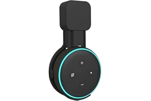 YHLVE Socket Wall Mount Holder Stand for Amazon Echo Dot 3rd Generation, Hides Original Long Cord, Compact Holder Case Plug in Kitchen, Bathroom and Bedroom (Black)