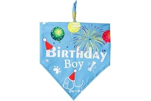 HUAKAILE Bandana de cumpleaños para perros de raza grande para niñas y niños, bufanda triangular, accesorios de babero, lavable y ajustable, suministros de fiesta para gatos pequeños y medianos (azul cielo)