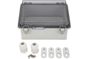Agatige Waterproof Junction Box, IP67 ABS Plastic Electrical Enclosure, Outdoor Weatherproof Hinged Shell Universal Project Enclosure Grey with Clear Cover, 220 X 170 X 110mm