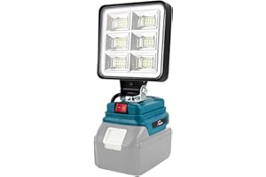 AUTOJARE Akumulatorowa lampa do Makita 18 V, 50 W, bezprzewodowa, z 2 ładowaniami USB, przenośna lampa robocza LED do naprawy samochodu, oświetlenia domu, na kemping, wędkowanie (10 cm, bez baterii)