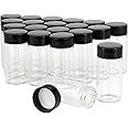 36pcs 20ml Clear Small Glass Vials with Black Screwcap Liquid Sampling Sample Glass Bottles for Chemistry Lab Chemicals