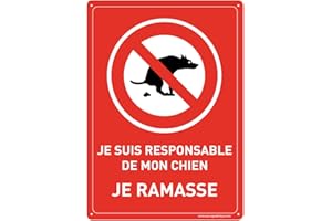 AUA SIGNALETIQUE - Panneau De Signalisation en PVC Rigide et Compact 1.5 mm. (121 x 170 mm, Responsable De Mon Chien - Je Ramasse)