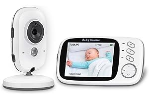 MYPIN Baby Monitor, 3.2" LCD Digital Screen Baby Video Camera with 750mAh Rechargeable Battery Support VOX Night Vision Temperature Monitor Two-Way Talk