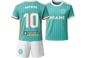 Boriverae LMS10 Miami # 10 Camiseta de fútbol para niños, camiseta de fútbol para niños, camiseta deportiva para niños, camiseta de entrenamiento de fútbol, para niños, vienen con juegos de fútbol