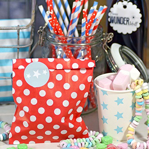 25 Frau Wundervoll Papiertüten – rot, weiße Punkte – / Geschenktüten / Candy Paper Bags - 3