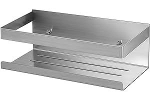 UUlioyer Estanteria Baño de Acero Inoxidable SUS304, 1 Piezas Estanteria Ducha sin Taladro, Organizador Ducha para Champú y Gel de Baño (Plata- 1 Piezas)