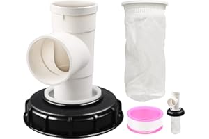 MaxEarn IBC filtr pokrywki, pionowy filtr do wody deszczowej, wbudowany nylonowy worek filtrujący, DN 165 mm, rozgałęzienie 75 mm, pokrywa wlewu paliwa, filtr wody, do zbiornika na wodę deszczową,