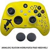 DEADSKULL Xbox Series S/X Uyumlu Futbol Desenli Oyuncu Kolu Silikon Kılıf, Analog Silikon Koruyucu + 2 Adet Joystick Kapağı