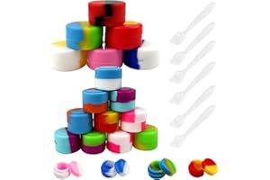 TOPCZY 18Pcs Pot Cosmétiques en Silicone Ronds sans BPA Multicolores, 2ml 5ml Récipient à Crème en Étanches, Mini Boîte d'Échantillons en Silicone Antiadhésifs avec Spatules Pour Voyages