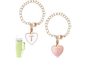 TDONE 2pcs Letter Charm Accessories for Stanley Cup, Initial Letter Personalized Name ID Handle Chain for Stanley Tumblers