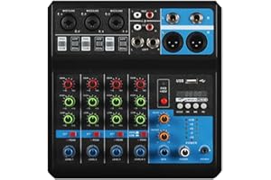 Auveach DJ Mischer DJ Controller, 5 Kanal Mischpult Professional Audio Mixer DJ-Mischpulte für PC Party Aufnahmen