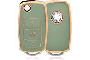 OFFCURVE Funda Llaves Coche Carcasa Llave, Funda Mando Coche Carcasa Mando 3 Botones Apta para VW Volkswagen Polo Golf 4/5/6 Multivan T5 Caddy Jetta Bora Superb Passat Skoda Fabia Seat Ibiza