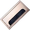 The AutoStory Metal Rectangular Wire Cable Hole Cover Grommet with Dust-Proof Brush for Office and Computer Desks, Keep Workspace Organized & Tidy with this Stylish Desk Accessory (160mm*80mm, Gold)