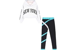 Nyeemya Conjunto de Dos Piezas Unisex Niño Niñas Invierno Otoño Hoodie Sudadera Sweatshirt y Pantalones de chándal Running Jogger Correr Pants
