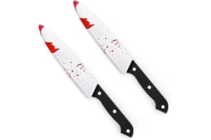 Augesak 2 Pcs Accessorio Halloween Coltello Finto con Sangue, Scream Coltello Halloween, Coltelli Finto Ghostface, Coltelli di Plastica con Sangue, Arma Finta, Accessori Scenico