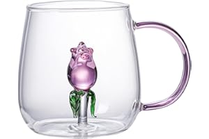 RIANPESN Tazza Da Caffè Con Animali 3D, Tazze Per Bere In Vetro Trasparente Da 380 Ml, Tazza In Vetro Con Animali 3D, Tazza Da Caffè Con Cartoni Animati I Migliori Regali Di Natale Per Gli Amici E I Bambini