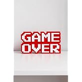 Retro "Game Over" 8-Bit Kabartmalı Dekoratif Obje - Masa&uuml;st&uuml; ve Duvar S&uuml;s&uuml; - Oyuncu Odası Dekorasyonu, Gaming Setup Aksesuarı