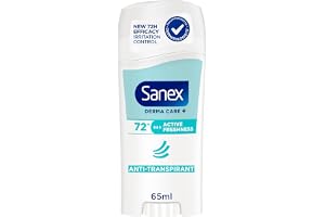 SANEX - Déodorant Stick Anti-transpirant Derma Care+ Active Freshness - Protection 72h contre la transpiration et les odeurs - Formule douce pour une peau nourrie et sans irritation - 65ml