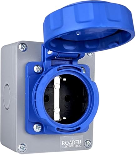 Stopcontact 16A 230V 2P PE met deksel, hermetisch industrieel stopcontact voor opbouwmontage, opbouwstopcontact met schroefaansluiting, waterdicht IP68 voor binnen en buiten Stopcontact 16A 230V 2P PE met deksel, hermetisch industrieel stopcontact voor opbouwmontage, opbouwstopcontact met schroefaansluiting, waterdicht IP68 voor binnen en buiten