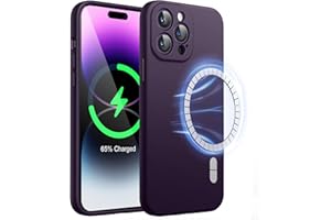 ‎JETECH JETech Magnetyczna Silikonowy Etui dla iPhone 14 Pro Max 6,7 Cala, Kompatybilny z MagSafe, Case ze Obiektyw Aparatu Pełny Ochrona (Głęboka Purpura)