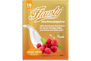 ‎FLAVSTY Flavsty® Geschmackspulver Himbeere Joghurt Probe 50g (10 Portionen) Veganes Geschmackspulver ohne Zucker - Aromapulver - Flavorpulver