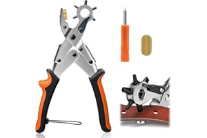 QIQN Pince Perforatrice Cuir 3-8 mm Trou Ceinture Poinçon Cuir Pince a Trouer le Cuir avec 6 Tailles de Poinçon pour Tissu Ceinture en Cuir Sac Plastique Projets de Bricolage D'Artisanat
