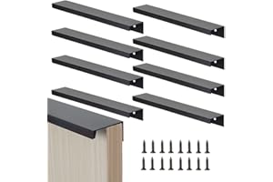 HEVEER Schwarz Möbelgriffe 200mm Versteckte Schrankgriffe Küchengriffe mit Schrauben für Kleiderschrank Tür Schubladen 8 Stück