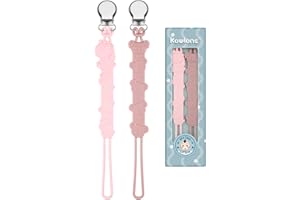 Kowlone Attache Sucette Silicone Soothie Tétine Clips Porte Accroche Chaîne pour Garçons et Filles Cadeau de Douche de Bébé(Rosa)