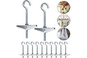 AFASOES 12 Pz Gancio Soffitto Cartongesso M5 Tasselli a Molla con Gancio Tasselli Basculanti Gancio Ganci Soffitto Acciaio al Carbonio per Appendere Ventilatori Cestini Lampade Zanzariera