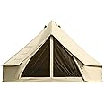 KingCamp Khan Glamping Bell Tent 16.4ft/13.2ft Oversize Space All Cotton Heavy Duty Waterproof Luxury Outdoor Bell Tent w/Stove Jack for 4/8 Person Family Camping in All Seasons Cotton Yurt Tent