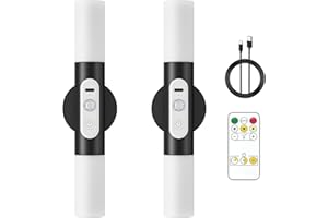 ‎HENSAM Hensam Wandleuchte Innen Akku mit Bewegungsmelder und Fernbedienung - LED Wandlampe Kabellose für Schlafzimmer, Flur, Treppe, Dimmen Nachttischlampe für Kinder, Schwarz, 2er