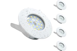 Wondlumi 4X 5W LED Recessed Ceiling Lights, IP44 Ultra Slim Recessed Bathroom Spotlights Downlights Cool White for Kitchen 240V 500LM Non-Dimmable