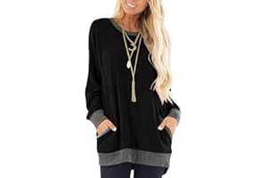 Yuson Girl Magliette a Maniche Lunghe da Donna Maglie Donna Felpa Casual Top Pullover con Tasche Camicia a Maniche Lunghe