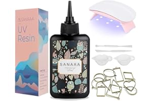 Kit de resina UV SANAAA 100 g UV con lámpara UV de 6 W - Resina transparente dura - Kit de inicio de 100 g - Resina de curado solar UV para hacer aretes, colgantes, joyería