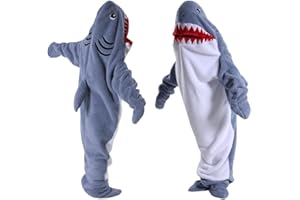 PIASHOW Couverture requin à enfiler - Costume de requin pour adultes et enfants - Sweat à capuche Shark en flanelle super douce et confortable - Couverture portable pour la chaleur à l'intérieur - Onesie de