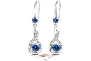 SFONI Sterling Silver Post Drop Earrings for Women Girls - Hypoallergenic Dangle Earrings with Cubic Zirconia Birthstone Earrings, Teardrop Earrings Jewellery Presents Christmas Anniversary Birthday