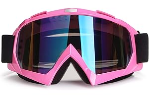 4-FQ Motorradbrille ATV-Brille Motocross-Brille Dirt Bike-Brille Winddichte Offroad-Brille Winddichte Reitbrille Anti-Scratch Schutzbrille Powersportbrille Skibrille (Rosa Rahmen+Farbscheibe)