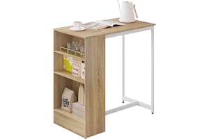 WOLTU Bbord 90 x 50 x 90 cm, ståbord med 3 hyllor, bistrobord bardisk av metall och trä, köksbänk, diskbänk för bar kök vardagsrum, ljus ek +