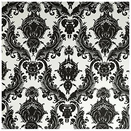 Tempaper Designs DA 005 Damsel Self-Adhesive Temporary Wallpaper, White and Black by Tempaper Designs