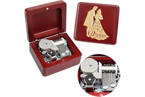 Sinzyo Sleeping Beauty Music Box Vintage Wood Carved Wind Up Musical Box Gift For Christmas,Birthday,Valentine's Day Wine Red