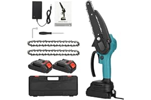 SHAVINGFUN Mini Motosega a Batteria,Motosega a Batteria Portatile 6 Pollice, Motosega con Caricatore e 2 Batterie,2 Catene,Batterie motosega a batteria per potatura il Taglio del Legno e Giardinaggio