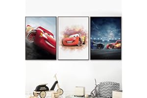 Ma Little Canv Affiche décoratifs pour chambre d'enfant fille ou garcon - Cars et Flash McQueen | Sans Cadres 30x40cm (Cars Duel) (Duel Cars)