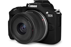 Rieibi EOSR50 Miękkie Silikonowe Etui Ochronne Do Aparatu Canon EOS R50, Lekkie Pokrowiec Z Uchwytem Skóra Ciała Do Vlogowania - Czarne