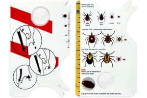 HDGSAFD 2 tarjetas de garrapatas, tarjeta de captura de garrapatas con lupa, recogegarrapatas para mascotas, tabla de escala de garrapatas, herramienta de captura de garrapatas para mascotas, adecuada