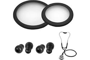CALDAMN Stethoscope Replacement Stethoscope Bell Diaphragm Cover and Eartips Replacement Parts Compatible with Littmann Kit Fits Classic 3,Silicone Stethoscope Ear Tips Accessories for Stethoscope(black)